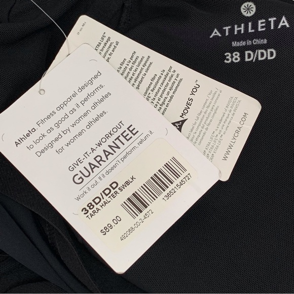 NWT Athleta Women's Black Tara Halter Swim V-Neck Dress Size 38D/DD - Picture 12 of 13